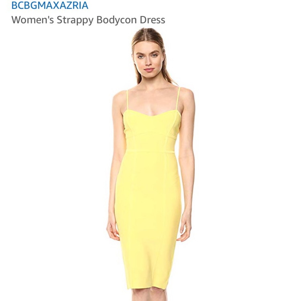 Yellow BCBG bodycon dress, NEVER WORN! size SMALL